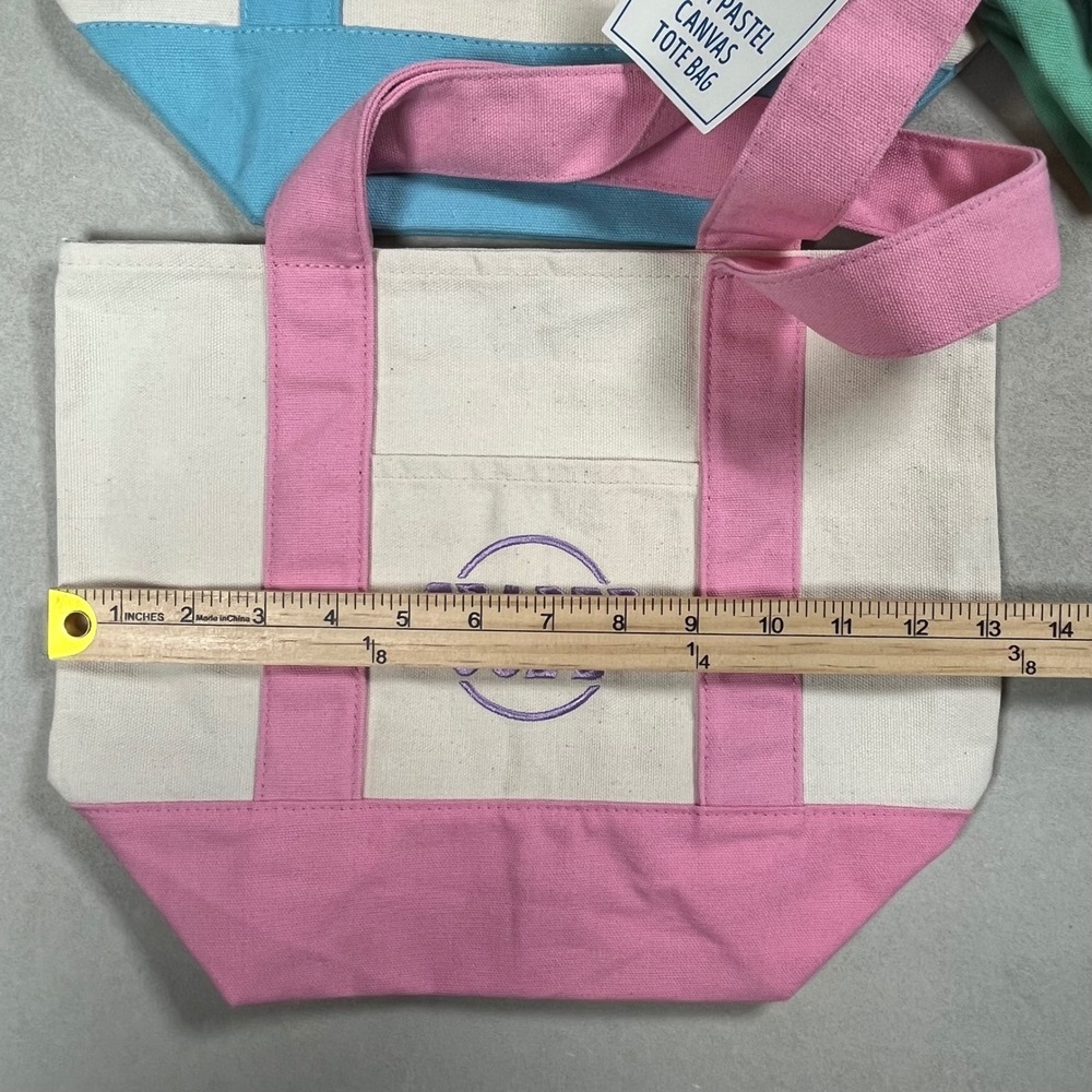 New Trader Joes Mini Pastel Canvas Tote Bags OS Multicolor Set of 4 One Day Ship - Picture 5 of 8